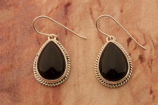 Native American Jewelry Genuine Black Onyx Sterling Silver Earrings